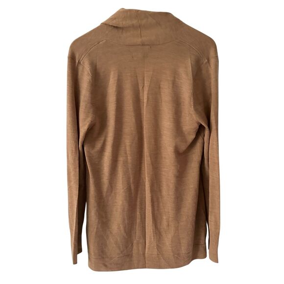 Tahari Brown Beige Superfine Merino Wool and Silk Open Cardigan Size L - Picture 2 of 5